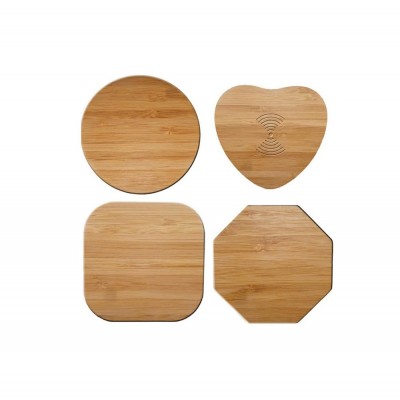 Sustainable Wood Mobile Phone charger 5W 10W FSC Eco-friendly bamboo QI wireless Charger Pad